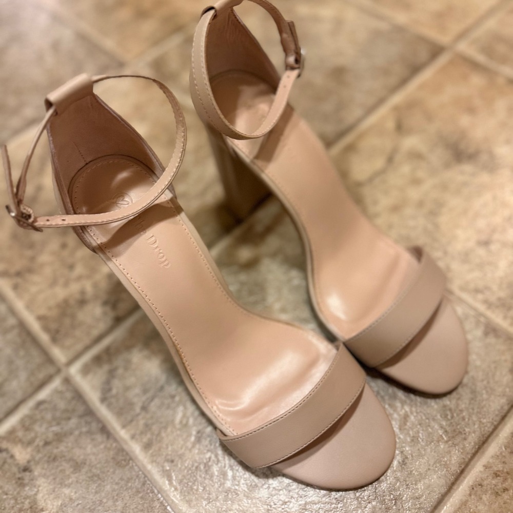 The Drop Avery Women Nude Beige Block Heel Ankle Strap Sandal Size 9.5 High Heel - Picture 8 of 12